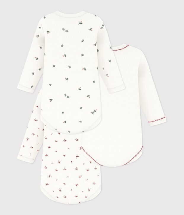 Set lang&auml;rmeliger Baby-Bodys aus gemusterter Baumwolle vielfarbig