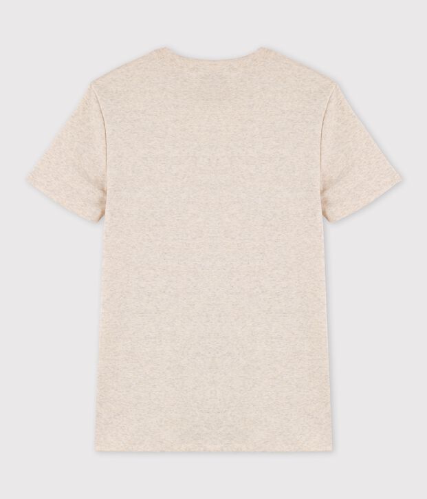 Baumwoll-T-Shirt mit Rundhalsausschnitt und Siebdruck f&uuml;r Damen beige