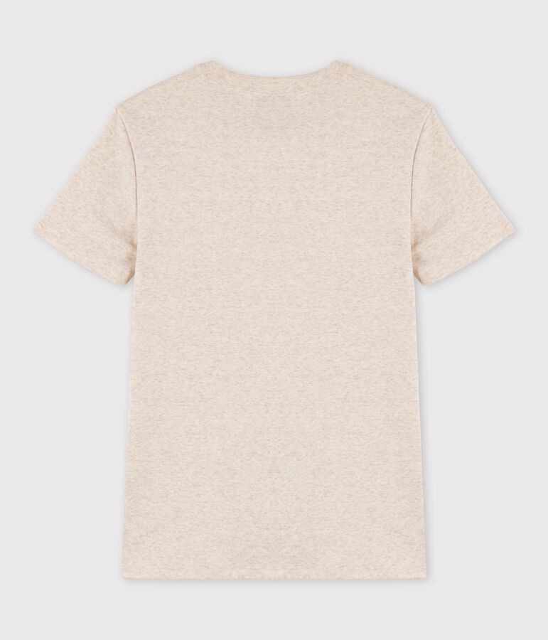 Baumwoll-T-Shirt mit Rundhalsausschnitt und Siebdruck f&uuml;r Damen beige MONTELIMAR CHINE