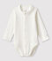 Baby-Body aus Bio-Baumwolle mit Kragen weiss MARSHMALLOW