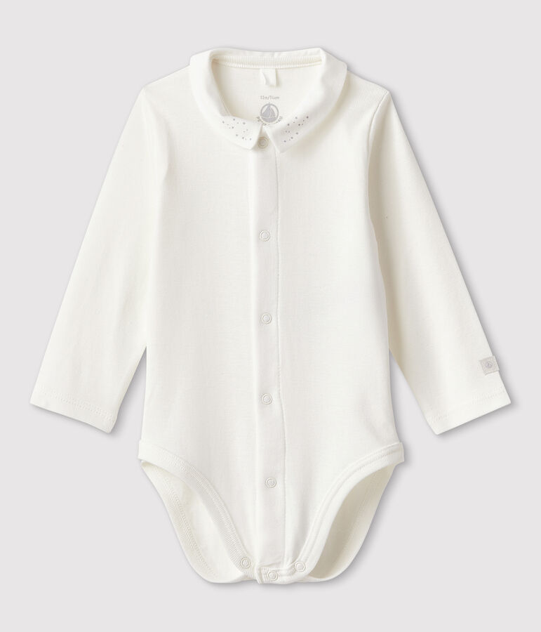Baby-Body aus Bio-Baumwolle mit Kragen weiss