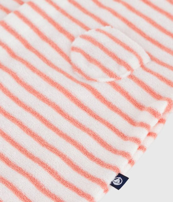 Baby-Kurzoverall aus gestreiftem Baumwoll-Frottee  orange MARSHMALLOW/ ABRICOT