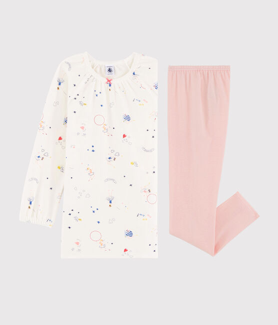 Nachthemd mit Märchen-Print aus Velours mit Leggings für Mädchen weiss MARSHMALLOW/weiss MULTICO