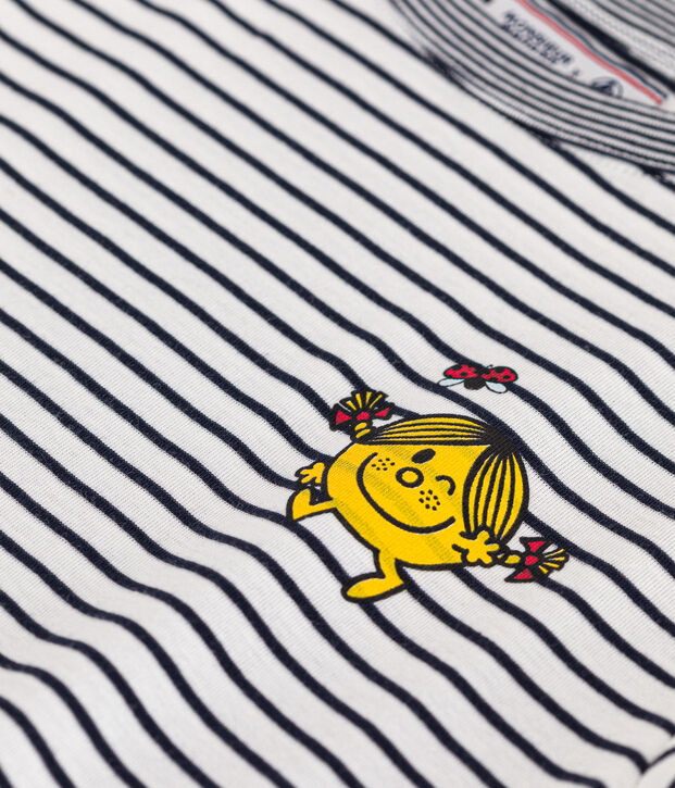Damen T-Shirt Mr. Men und Little Miss aus Baumwolle weiss/blau