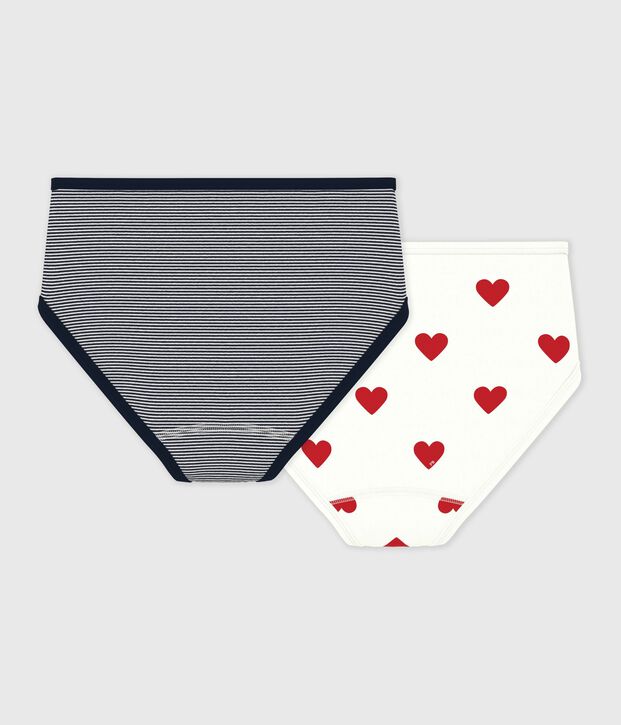 H&ouml;schen High Waist aus Baumwolle mit Herzmotiv und Streifen im 2er-Set f&uuml;r Damen vielfarbig
