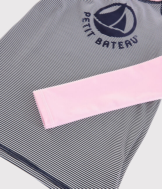 Kinder-T-Shirt mit UV-Schutz aus recycelten Materialien rosa MINOIS/weiss MULTICO
