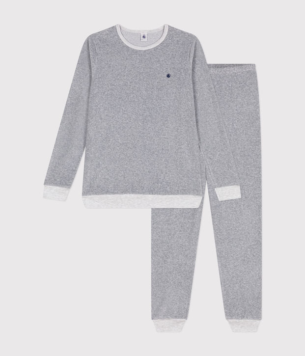 Einfarbiger Pyjama aus Nicki f&uuml;r Kinder CALCE = FUMEE CHINE