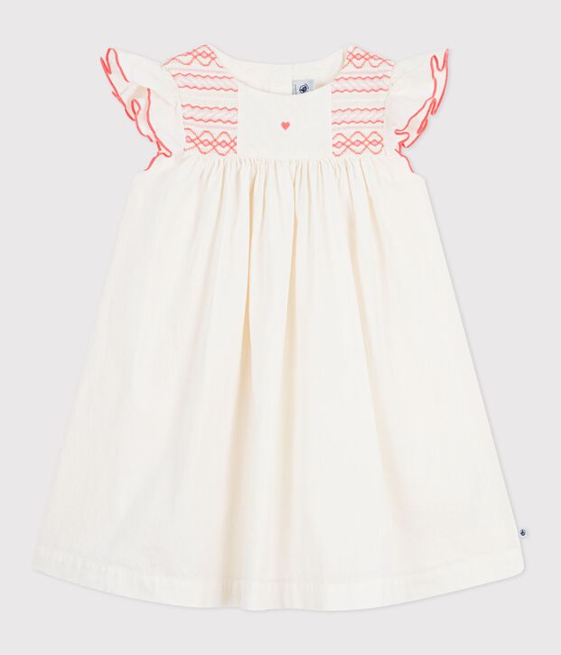 Kurz&auml;rmeliges Kinder-Kleid aus Baumwolle weiss
