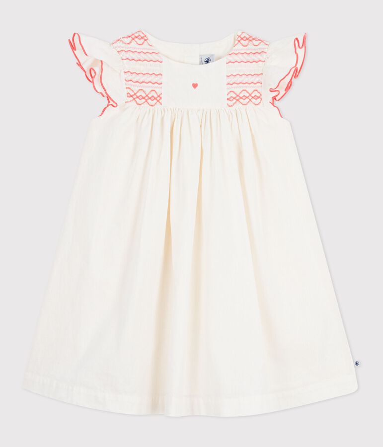Kurz&auml;rmeliges Kinder-Kleid aus Baumwolle weiss