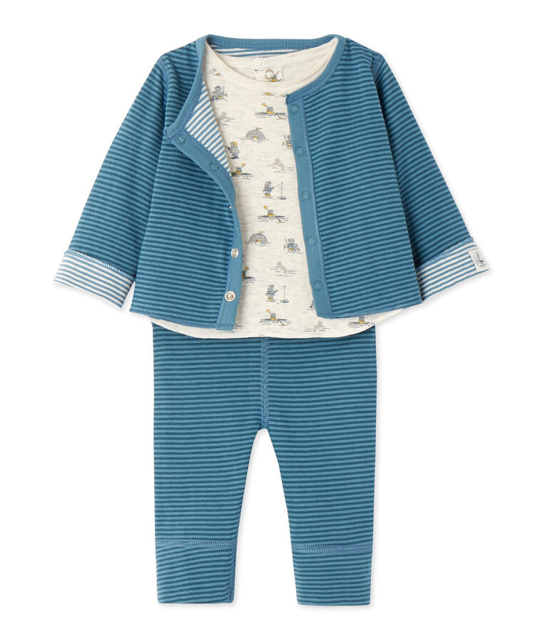 Dreiteiliges Baby-Jungen-Ensemble gr&uuml;n/blau