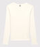 Damen-T-Shirt L’ICONIQUE aus Baumwolle mit Mäusezähnchen weiss ECUME