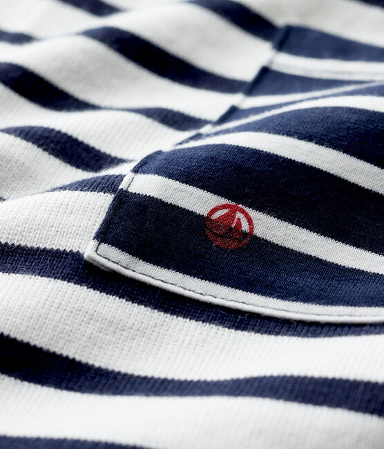 Baby-Langoverall aus Jersey Mädchen/Jungen weiss MARSHMALLOW/blau SMOKING