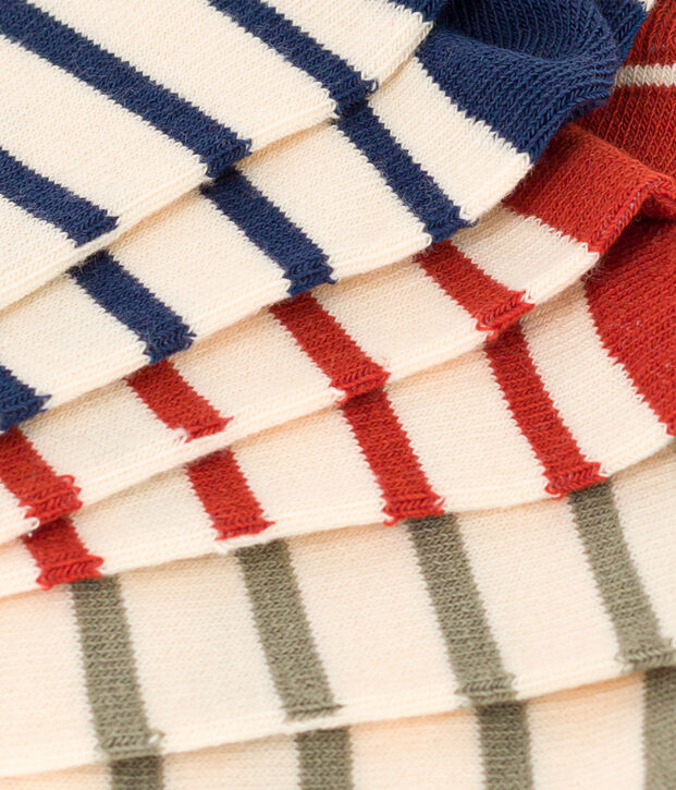 3er-Set gestreifte Kindersocken aus Baumwolljersey vielfarbig