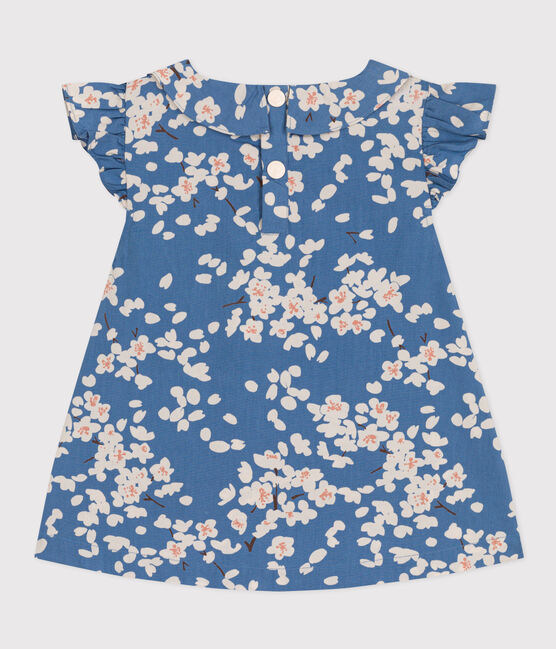 Gemusterte Popeline-Bluse für Mädchen blau BEACH/ MULTICO