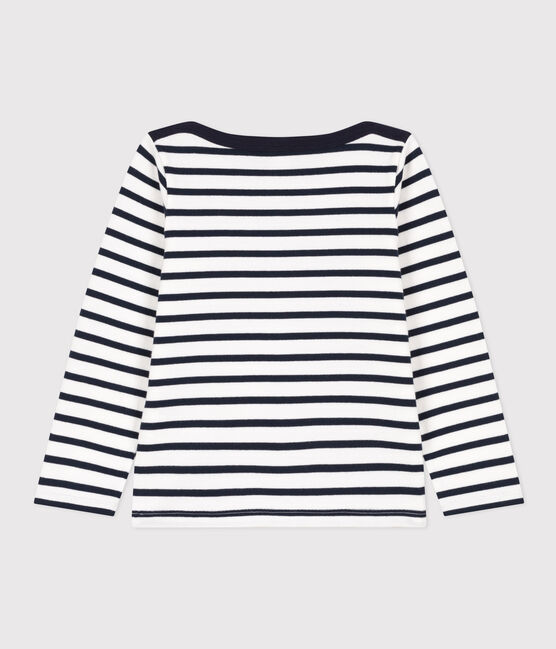 Kinder-Matrosenshirt aus Bio-Baumwolle weiss MARSHMALLOW/blau SMOKING