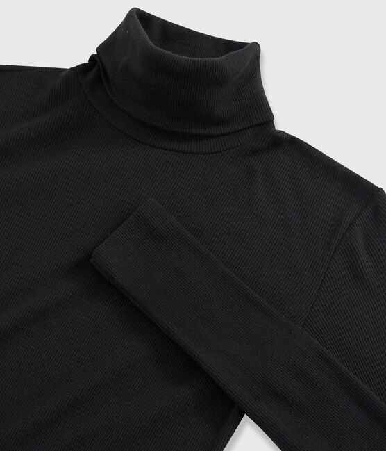 Unterziehpullover aus Wolle und Baumwolle für Damen schwarz NOIR