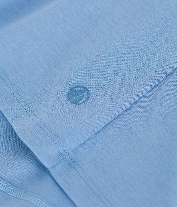 Damen-T-Shirt L&rsquo;ICONIQUE aus einfarbiger Baumwolle mit Pikotkante blau