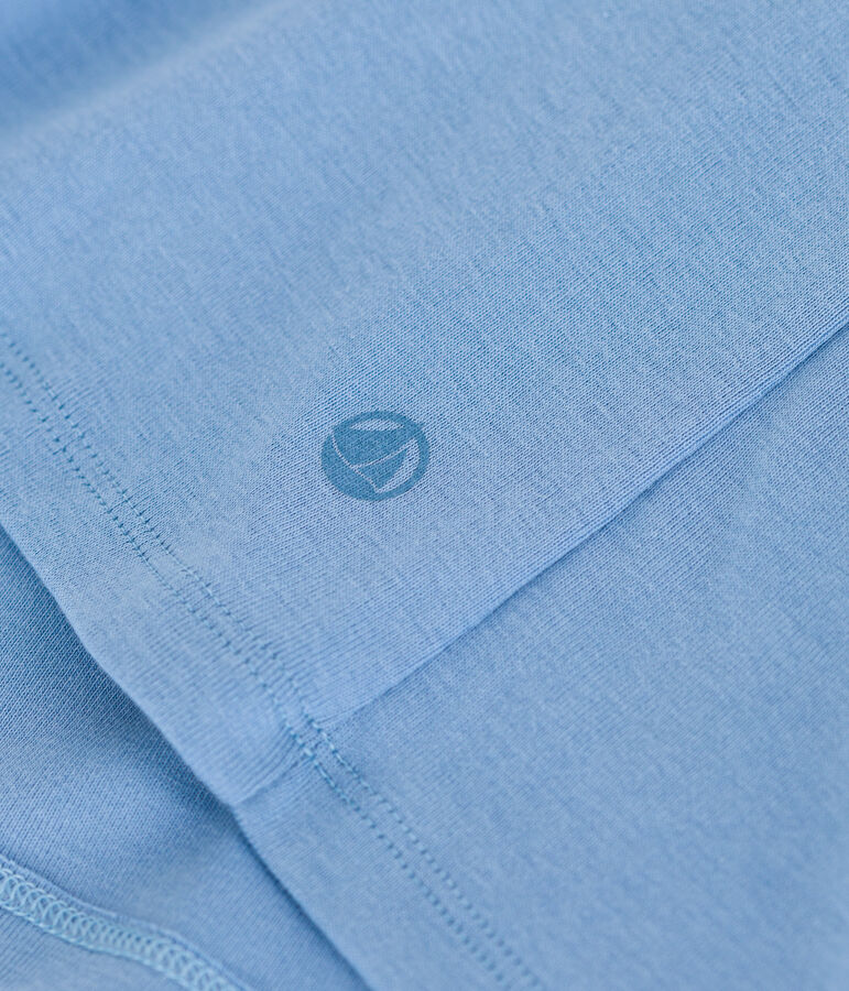 Damen-T-Shirt L&rsquo;ICONIQUE aus einfarbiger Baumwolle mit Pikotkante blau