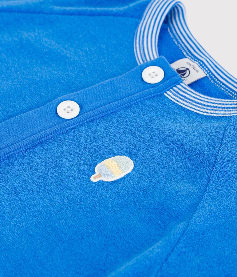 Baby-Kurzoverall aus einfarbiger Baumwolle blau