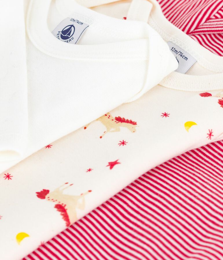 Set lang&auml;rmeliger Baby-Bodys aus gemusterter Baumwolle vielfarbig