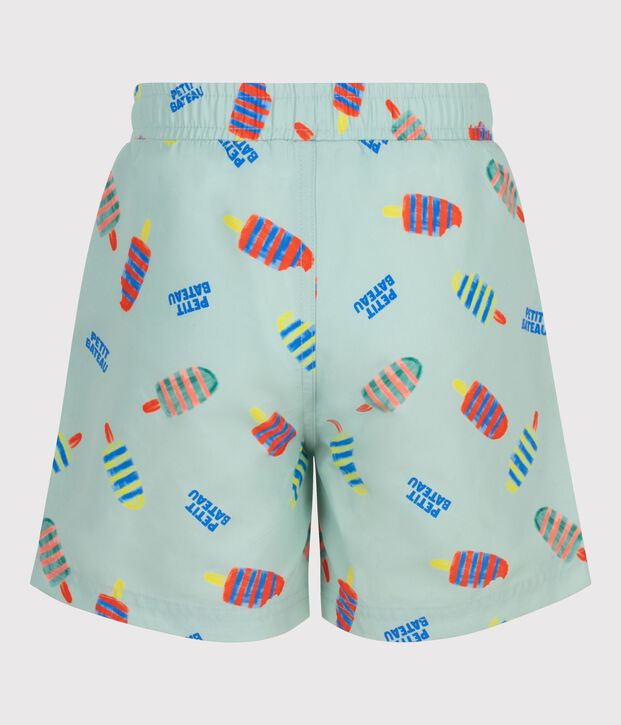 Kinder-Badeshorts mit Muster blau/vielfarbig