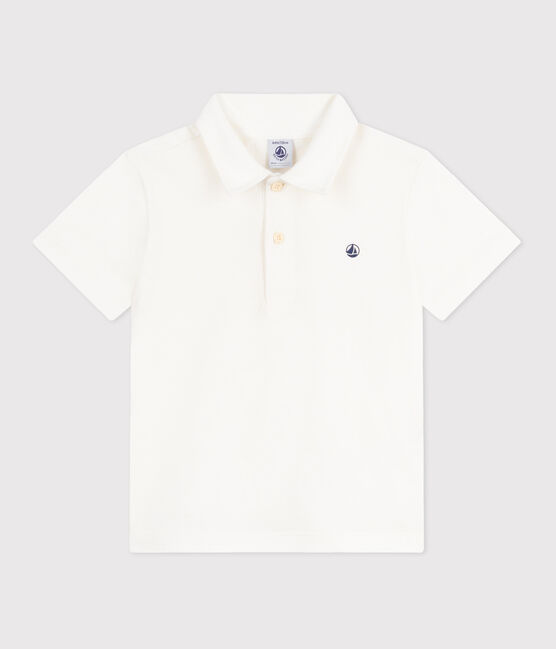 Kurzärmeliges Kinder-Poloshirt aus einfarbiger Baumwolle  weiss MARSHMALLOW