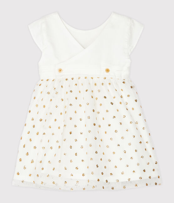 Baby-Kleid für Mädchen weiss MARSHMALLOW/gelb OR