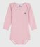 Langärmeliger Baby-Body aus Wolle und Baumwolle rosa JOLI