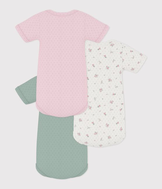 Set kurzärmeliger Baby-Bodys aus Baumwolle mit Blumen-Lochstickerei variante 1