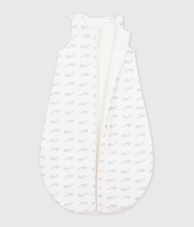 Babyschlafsack aus Baumwolle mit Walmotiv TOG-Wert 3 weiss/blau