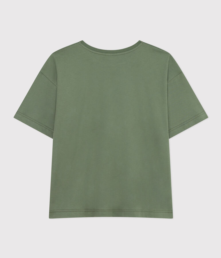 Damen-T-Shirt Le Boxy aus Baumwolle gr&uuml;n CROCO