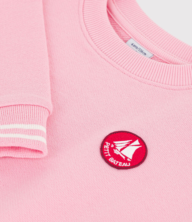 Kinder-Sweatshirt aus einfarbiger Baumwolle rosa
