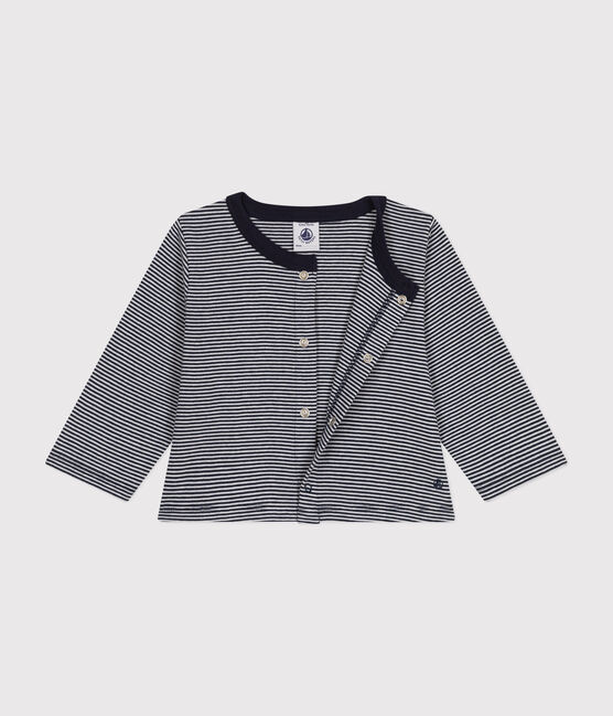 Baby-Cardigan aus gestreiftem Doppeljersey blau SMOKING/weiss MARSHMALLOW