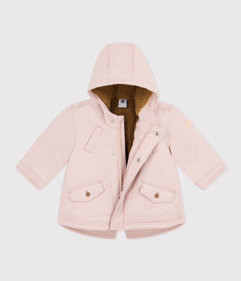 Babyparka mit Sherpafutter. rosa