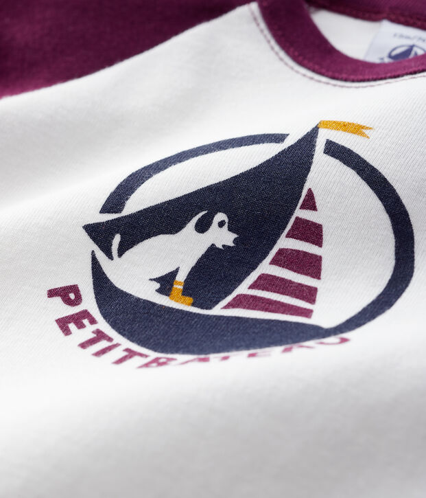 Baby-T-Shirt f&uuml;r Jungen weiss/violett