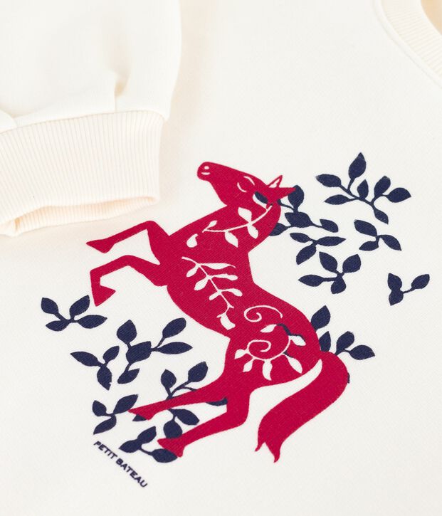 Kinder-Sweatshirt aus gemusterter Baumwolle naturfarben