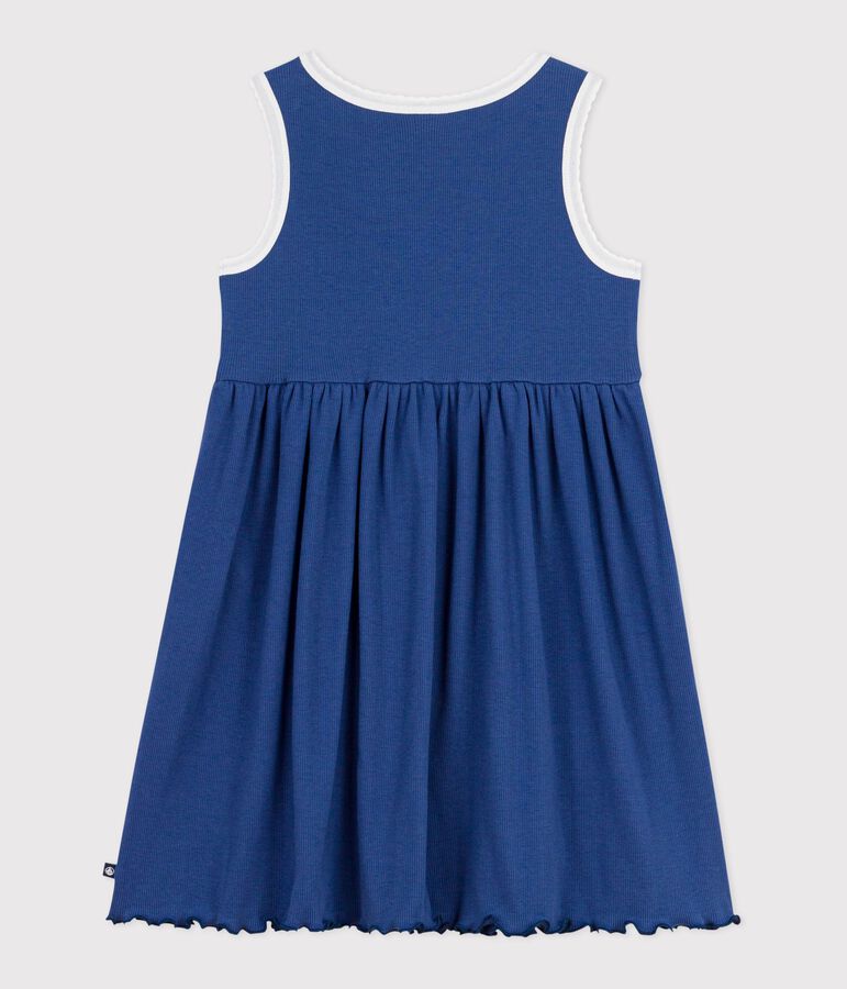 &Auml;rmelloses Kinder-Kleid aus einfarbiger Baumwolle blau