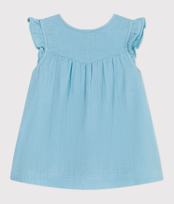 Ärmelloses Baby-Kleid aus einfarbiger Baumwolle blau AQUATIC