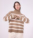 Damen-Pullover mit Rollkragen aus Wolle und Baumwolle mit Streifen
