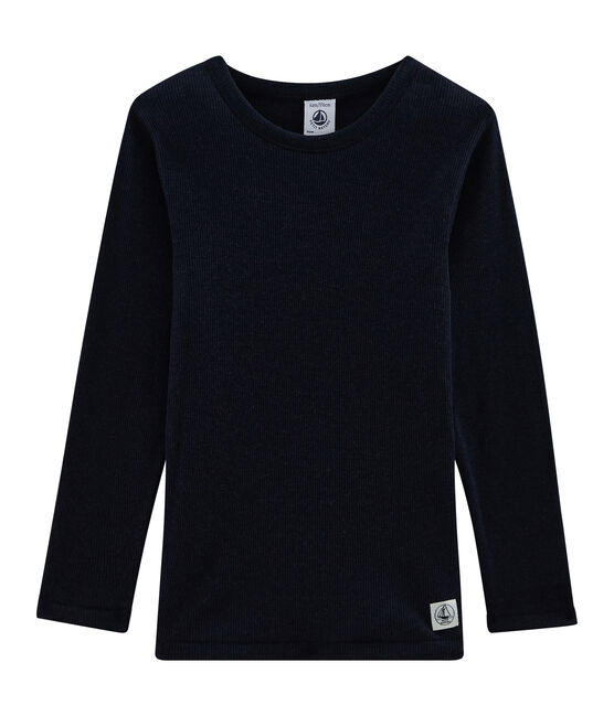 Langärmliges T-Shirt aus Baumwolle-Wolle-Seide-Gemisch für Kinder blau SMOKING