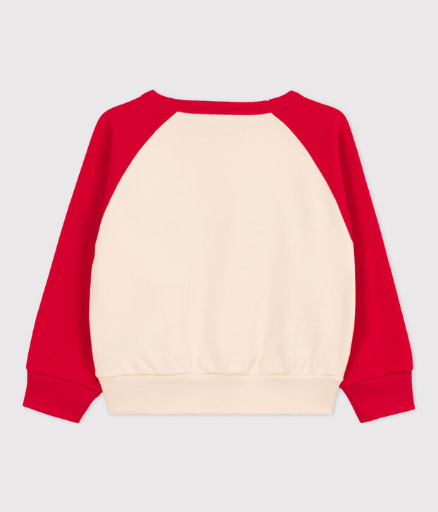 Kinder-Sweatshirt aus Molton rot/naturfarben
