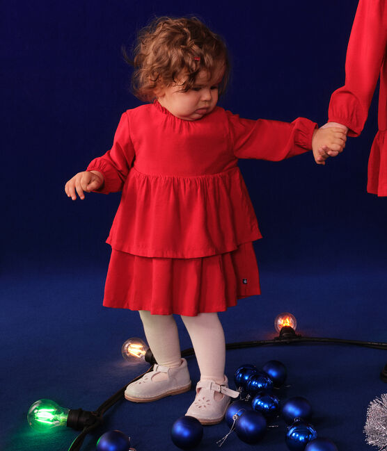 Langärmeliges Baby-Kleid rot AURORA