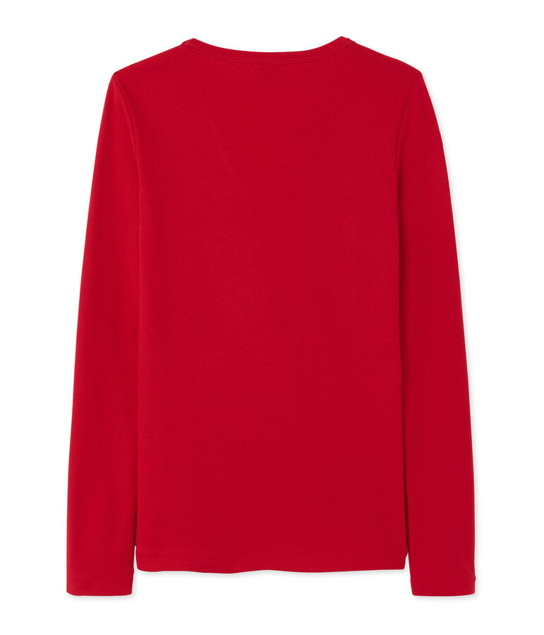 Damen-Langarmshirt mit V-Ausschnitt rot Mars