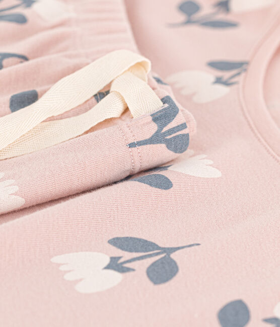 Kurzpyjama aus Baumwolle mit Tulpenmotiv für Damen rosa SALINE/weiss MULTICO