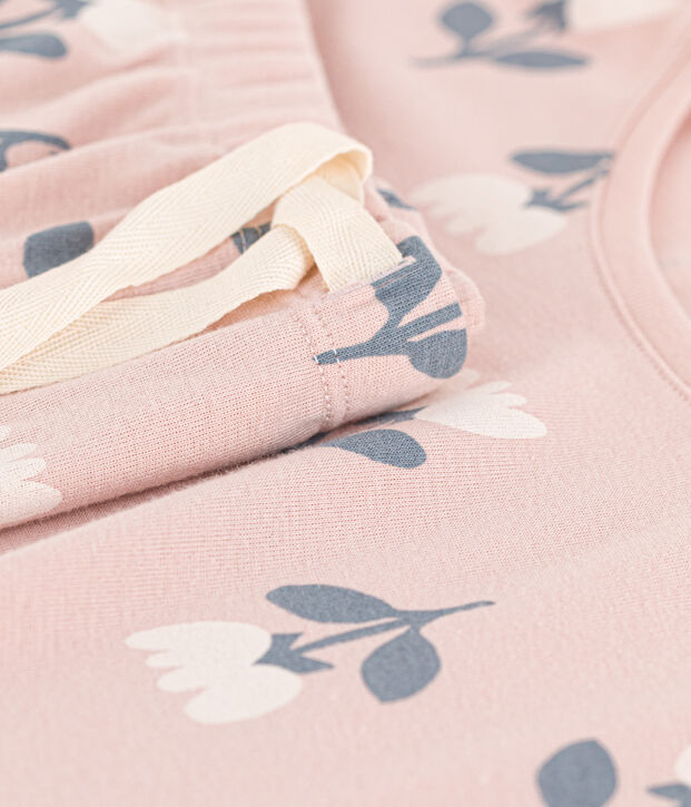 Kurzpyjama aus Baumwolle mit Tulpenmotiv f&uuml;r Damen rosa/vielfarbig