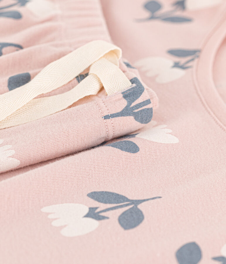 Kurzpyjama aus Baumwolle mit Tulpenmotiv f&uuml;r Damen rosa SALINE/weiss MULTICO