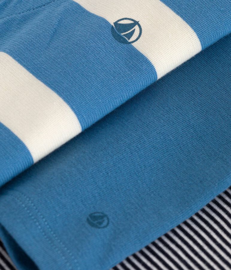 2-teiliges Baby-Set aus Baumwolle, einfarbiger Cardigan und Kurzoverall blau/vielfarbig