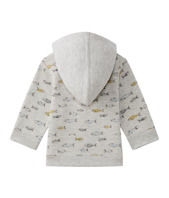 Baby-Jungen-Kapuzensweatshirt grau BELUGA/weiss MULTICO
