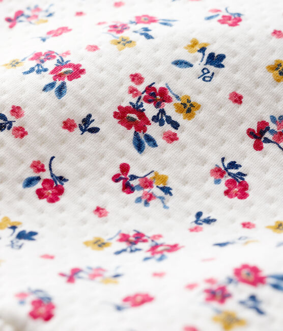 Langärmeliges Baby-Kleid für Mädchen weiss MARSHMALLOW/weiss MULTICO