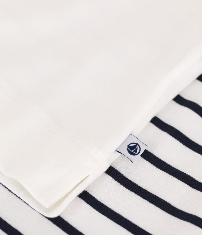 Damen-Kurzpyjama aus Baumwolle mit Herzmotiv weiss MARSHMALLOW/blau SMOKING